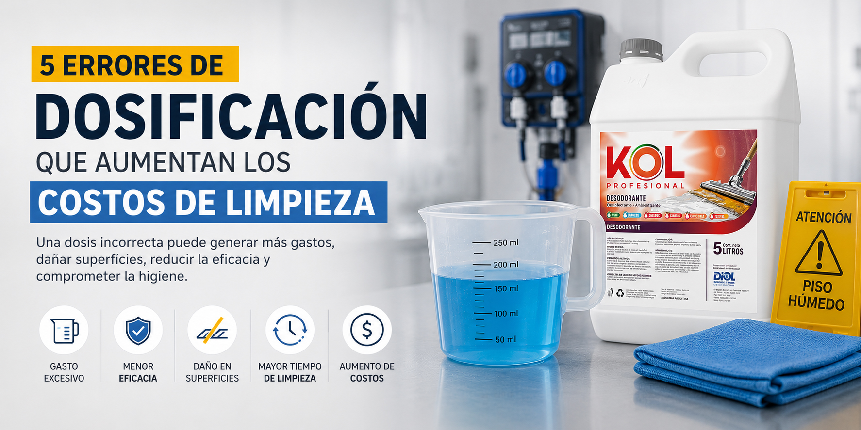 5 errores de dosificación que aumentan los costos de limpieza