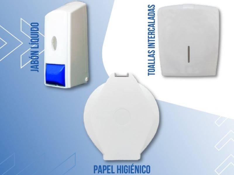 Dispenser de jabón líquido, papel y toallas