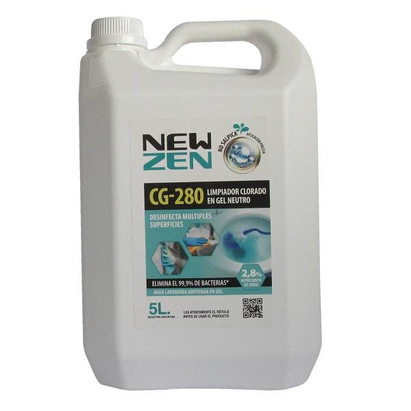 New Zen Limpiador Clorado Gel-Cloro Activo 28Gr Cg 280 X 5 Litros