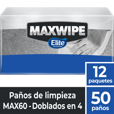 Paño Multiuso Maxwipe Blanco Doblado 60 Q | 50 Paños | Elite | Ref. Fab: 6385