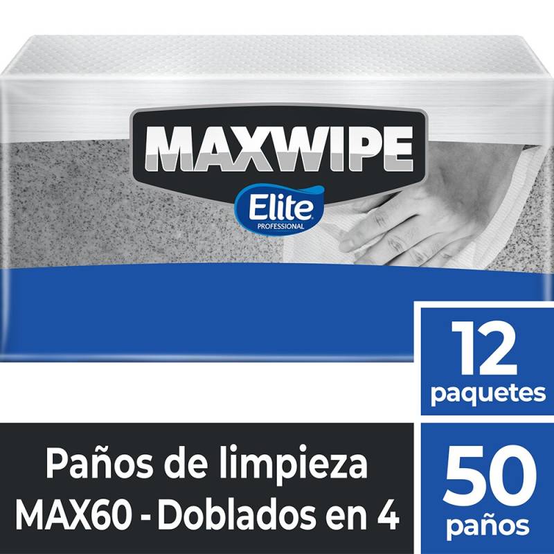 Paño Multiuso Maxwipe Blanco Doblado 60 Q | 50 Paños | Elite | Ref. Fab: 6385