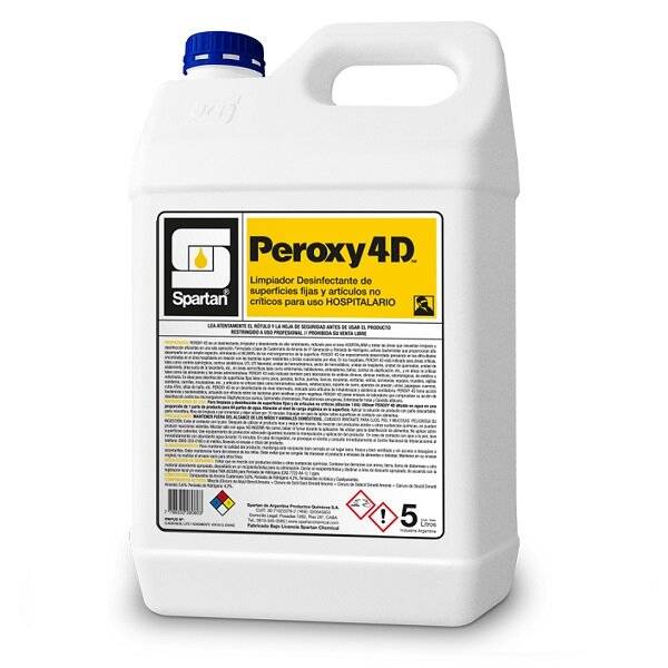 Spartan | Peroxy 4D Desinfectante Hospitalario Nivel Intermedio Amonios Cua… | 5 L | Dil 1:64