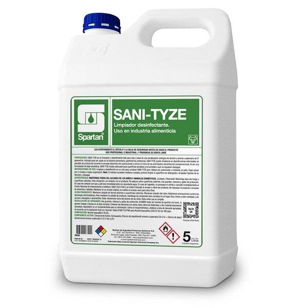 Spartan | Sani-Tyze Desinfectante Alcohol Y Cuaternario 5° 5Lts | 5 L