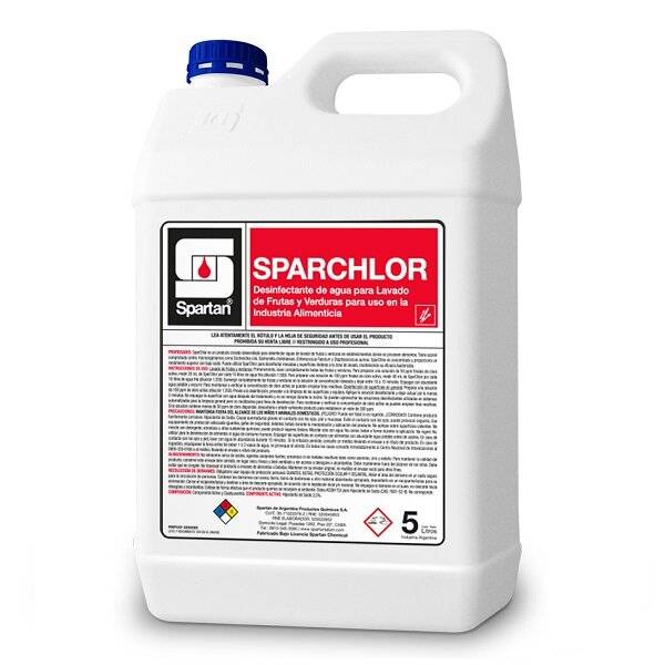 Spartan | Sparchlor Desinfectante De Agua Lavado Frutas Y Verduras 5Lt | 5 L | Dil 1:250