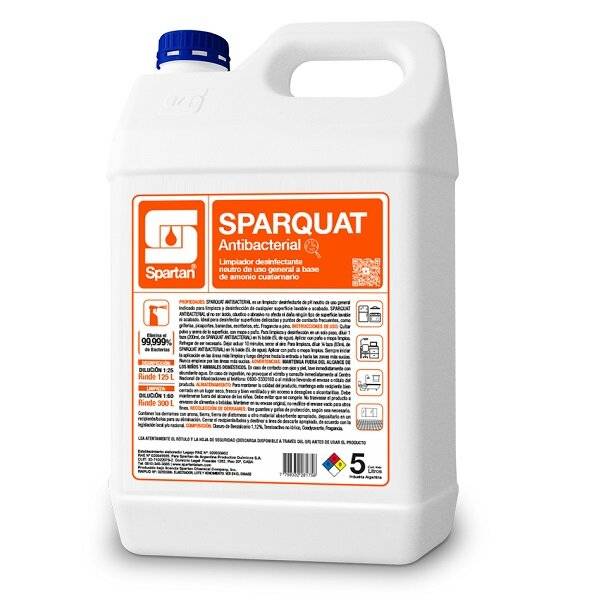 Spartan | Sparquat X5 Litros Limpiador Desinfectante Neutro | 5 L | Dil 1:60