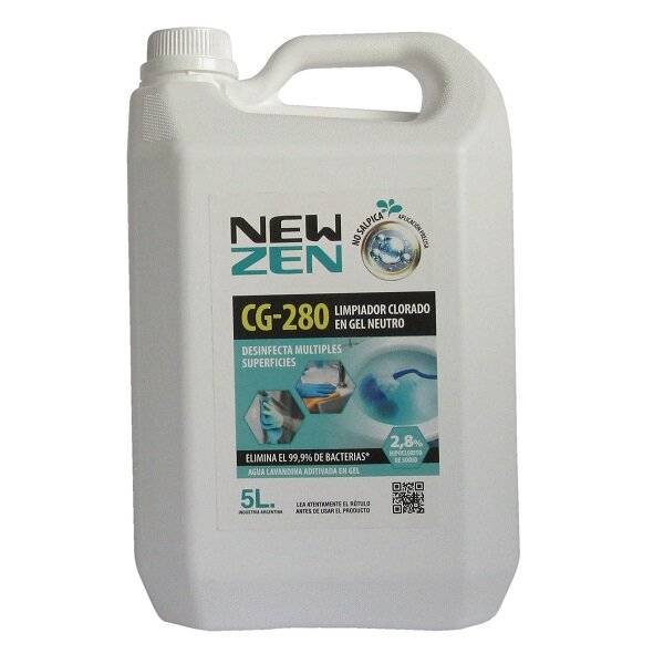 New Zen Limpiador Clorado Gel-Cloro Activo 28Gr Cg 280 X 5 Litros