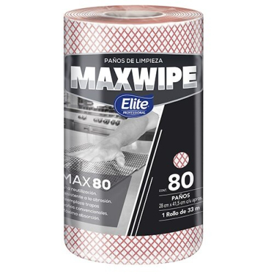 Maxwipe Multiuso Np Rollo 80 Paños Rojo (6390)