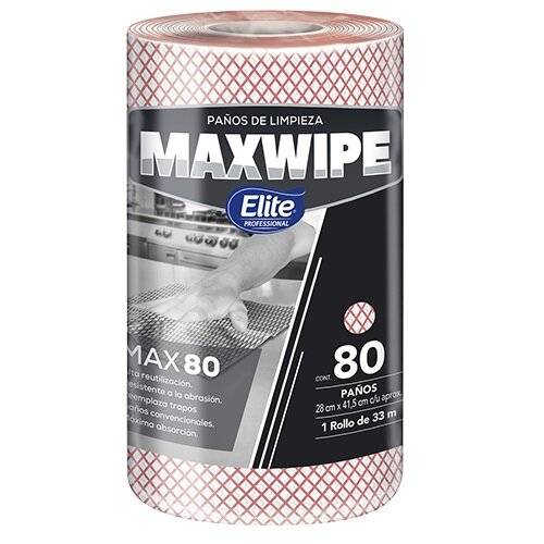 Maxwipe Multiuso Np Rollo 80 Paños Rojo (6390)