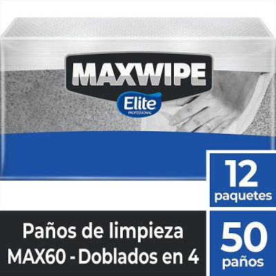 Paño Multiuso Maxwipe Blanco Doblado 60 Q | 50 Paños | Elite | Ref. Fab: 6385