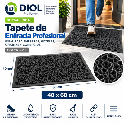 Tapete De Entrada Profesional Negro | 40 X 60 Cm