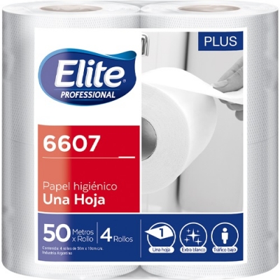 Papel Higienico Elite Rollito 50mts Sh Bco Plus 4x12(6607)