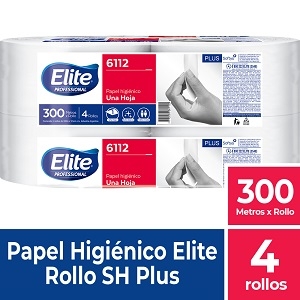 Papel Higienico Elite Jumbo 300mts Sh Bco Plus X4. T/gde(6112)