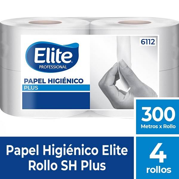 Papel Higienico Elite Jumbo 300Mts Sh Bco Plus X4. Tubete Grande(6112)