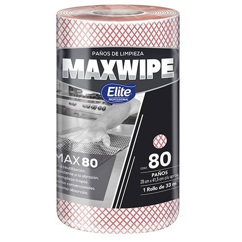 Maxwipe Multiuso Np Rollo 80 Paños Rojo (6390)