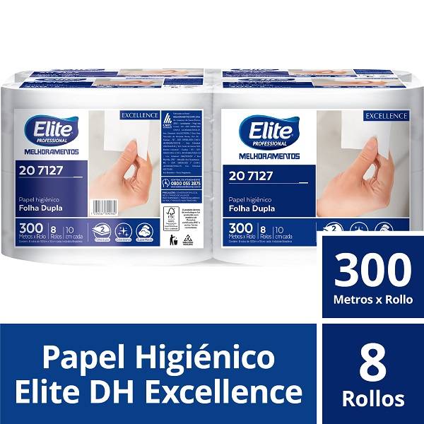 Papel Higienico Elite Jumbo 300Mts Sh Blanco Plus X8 Tubete Intermedio(6312)