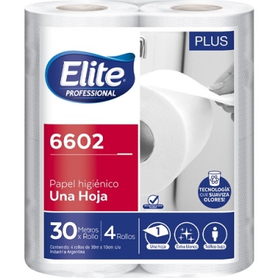 Papel Higienico Elite Rollito 30mts Sh Bco Plus 4x12(6602)