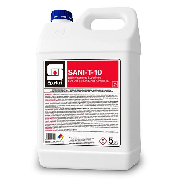 Sani-t-10 X 5 Litros Desinfectante Líquido Súper Concentrado Amonio Cuaternario De 5ta Generación